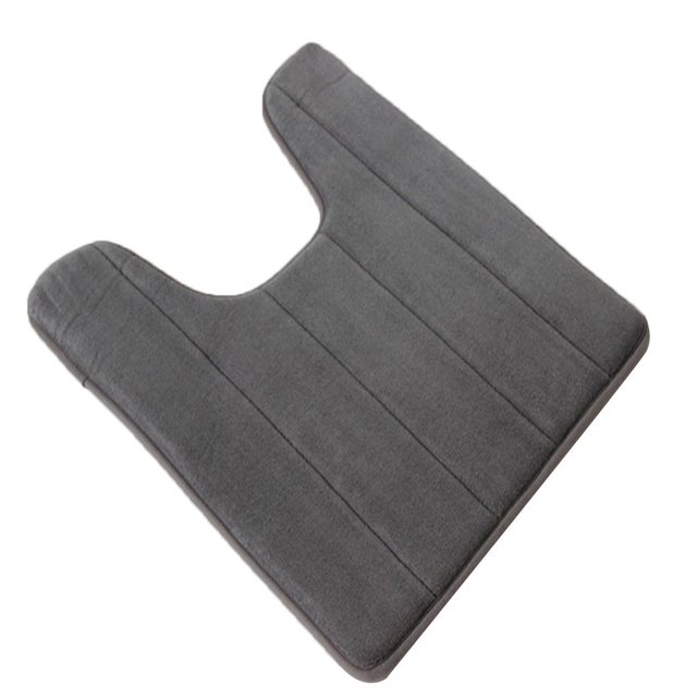 fastboy U-shaped Toilet Mat Water Absrobent Non-slip Elastic Skin-friendly Bathroom Rug Pad Bath Rug Showering Protection Household Home Silver Gray 50*60cm