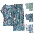 thumbnail image 2 of Coofit Ensemble de Pyjama pour Femmes 2 Pcs, Pyjama de Nuit à Manches Courtes à Motif Floral, Haut d'Été avec Pantalon, 2 of 6