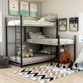 thumbnail image 4 of Furniture of America Crossman Lit Superposé Simple Triple en Métal, Sable Noir, 4 of 9