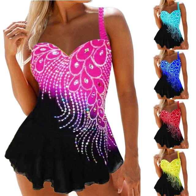 Maillot de Bain Grande Taille pour Femmes Couleur Contrastée Sans Manches