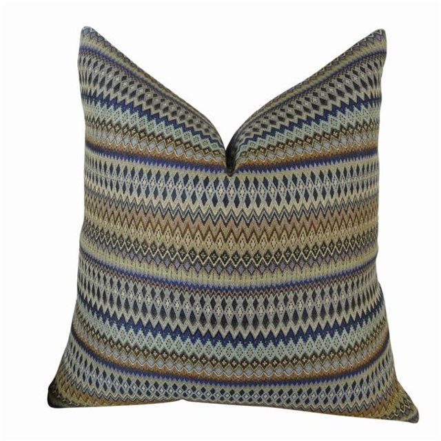 Plutus Zig Along Indigo Handmade Pillow, (Double sided 20" x 36" King)