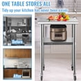 thumbnail image 2 of VEVOR Stainless Steel Prep Table, 24 x 24 x 36 Inch, 600lbs Load Capacity Heavy Duty Metal Worktable with Adjustable Undershelf & Universal Wheels, Commercial Workstation for Kitchen Garage Backyard, 2 of 9