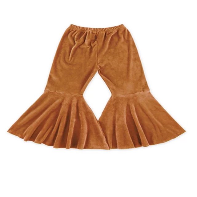 Baby Girl Kids Bell Bottom Flare Pants Velvet Ruffle Leggings
