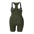 thumbnail image 3 of Combinaison Moulante pour Femmes Couleur Unie Col en U Sans Manches Ajustée Sport une-Pièce Vert Armée L, 3 of 5