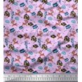 thumbnail image 1 of Soimoi Polyester Crepe Fabric Floral,Fish & Deer Cartoon Print Fabric by The Yard 52 Inch Wide, 1 of 3