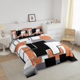 thumbnail image 3 of YST Abstract Geometric Down Comforter Orange Black Grey White Bedding Set Full For Kids Aduts Modern Fashion Room Decor Grids Sequins Comforter Set Geometry Square Quilt Duvet, 3 of 6