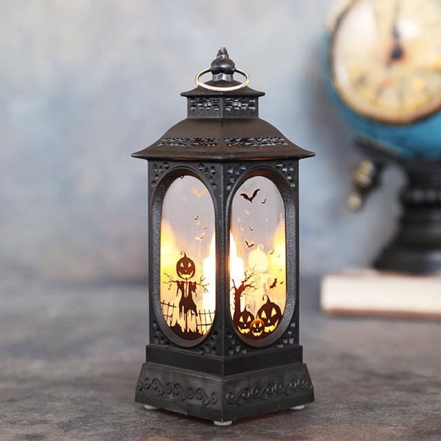 YIMWNYI Halloween Mini Lantern – Battery Operated LED Lantern for Home Décor, Portable Decorative Lantern for Table Centerpieces, Indoor & Outdoor Use, Hanging Light for Halloween Decorations