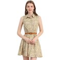 thumbnail image 1 of INSPIRE CHIC Robe Sans Manches à Imprimé pour Femme à Demi-Patte de Boutonnage avec Ceinture, 1 of 6
