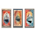 thumbnail image 2 of Designart "Vintage RMS Titanic Postal Stamp II" Boat Framed Wall Art Set Of 3 - Red Modern Frame Gallery Wall Set For Home Decor, 2 of 6