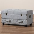 thumbnail image 3 of Baxton Studio Flynn Ottoman Coffre de Rangement à 2 Tiroirs Gris Rembourré, 3 of 12