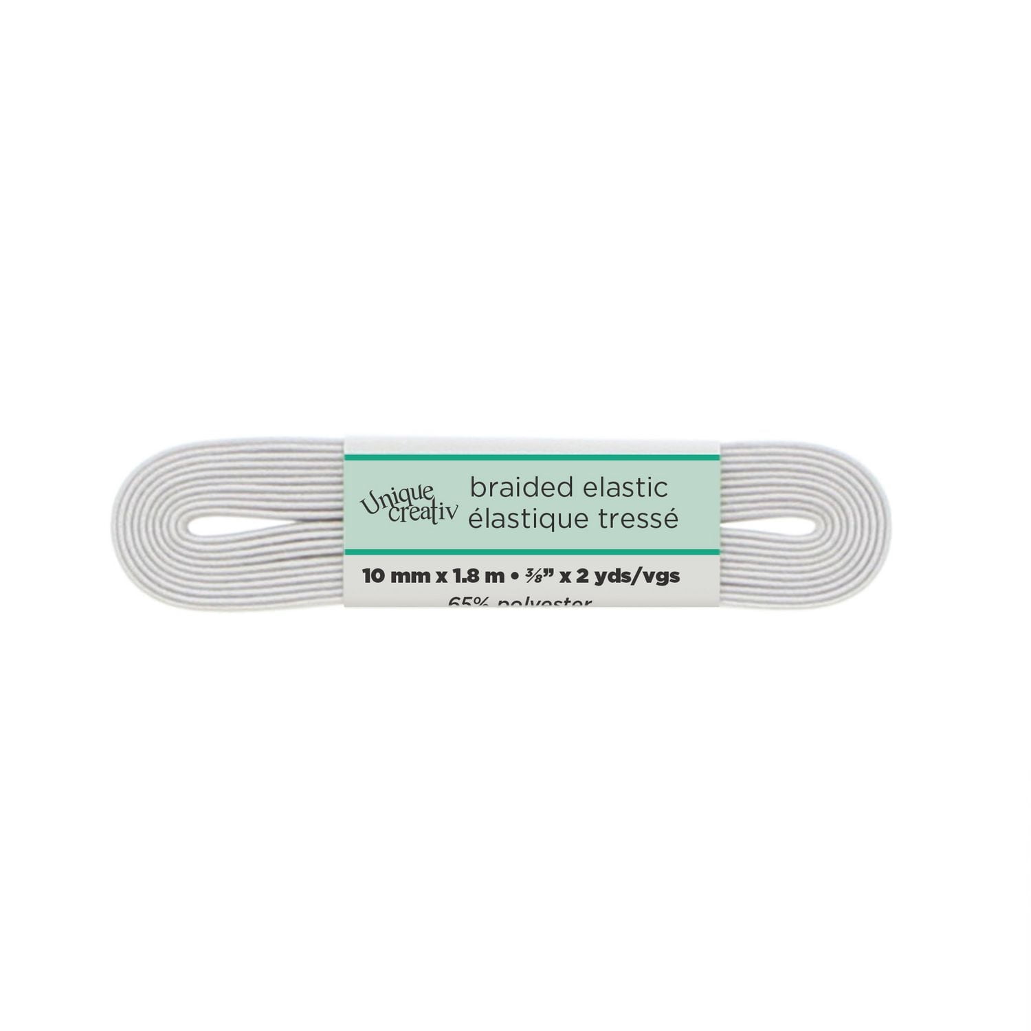 UNIQUE CREATIV blanc Jumbo Braided Elastic, 13 mm (0.51 in), 1 m (1.09 yd)