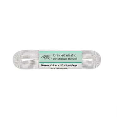UNIQUE CREATIV White Braided Elastic, 10 mm (0.39 in), 8 m (8.75 yd)