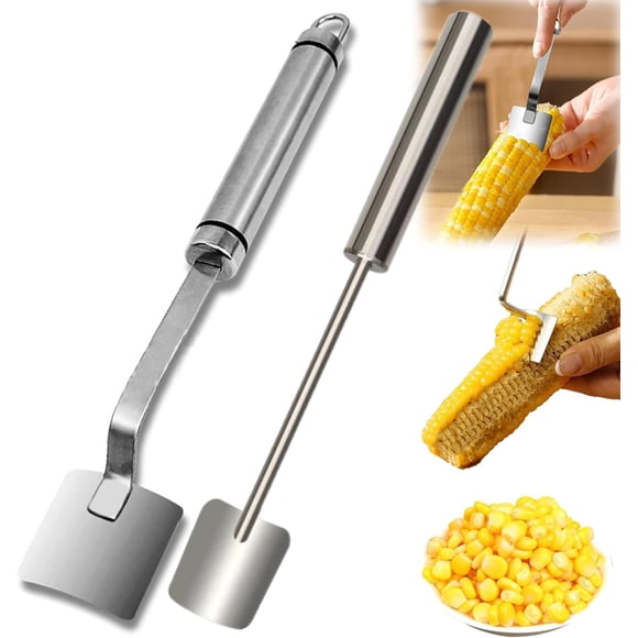 Long Handle Stainless Steel Corn Stripping Tool, Corn peeler for Corn on the cob, Corn cob stripper
