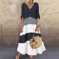 thumbnail image 2 of B91xZ Women Plus Size Maxi Dress Deep V Neck Ruffle Short Sleeve Solid Color Mini Dress,Navy XL, 2 of 5