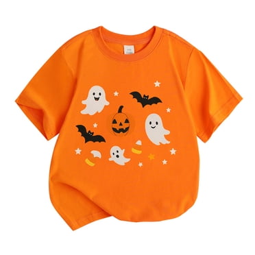 Halloween Pumpkin Boys Tops Kids Short Sleeve Shirt Casual Tee For Boys And Girls Comfortable Base Layer