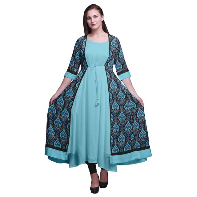 Bimba Printed Anarkali DressForWomen Long Flared Kurti Chic Style Ethnic Kurta
