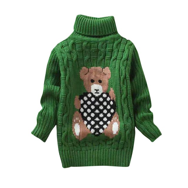 RXIRUCGD Mode Chandail à Col Roulé Épais à Manches Longues pour Enfants (Vert, Taille : 6 Ans)