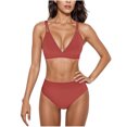 thumbnail image 1 of TACILIP Women Swimsuit Bikinis Set 2 Piece Swimsuits V Neck Bathing Suit with Adjustable Double Spaghetti Straps, 1 of 3