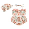 thumbnail image 1 of Baby Girls Three Piece Swimsuits  Floral Print Halter Bikini Set Bathing Suit with Swim Cap, 1 of 7