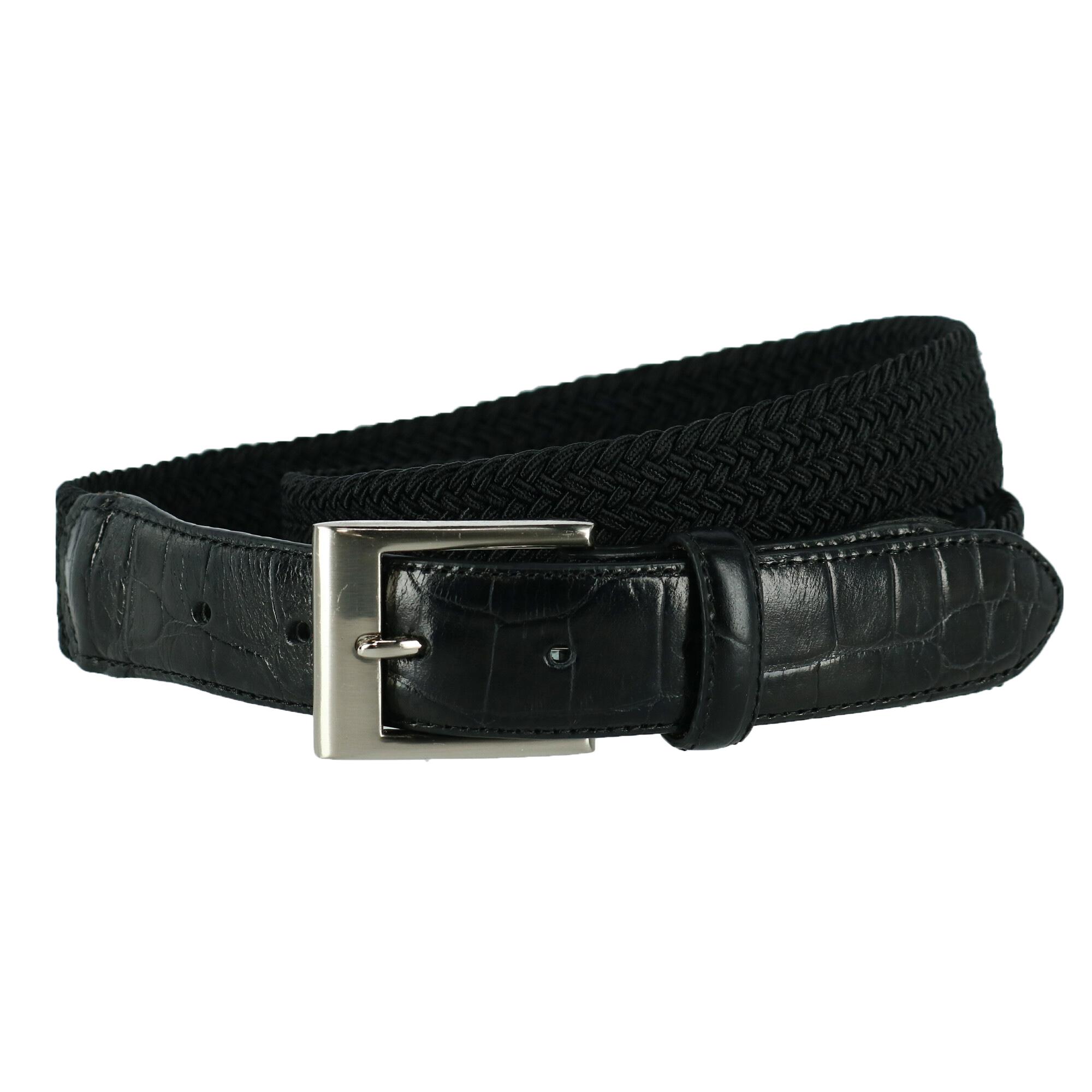 CTM® Ceinture Tressée Élastique Extensible avec Pattes d'Extrémité à Imprimé Croco (Hommes Grande Taille et Taille Forte)