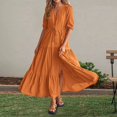 thumbnail image 4 of 2025 Women Summer Dresses Short Womens Dresses for Work Sleeves V Neck Button Dress Drawstring Maxi Dresses Solid Womens Fall formal Dress Color Boho Long, 4 of 9