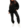 thumbnail image 2 of Innerwin Jogger Set Long Sleeve Ladies Sweatsuits Autumn Plain Loose Fit Two Piece Outfit Black XL, 2 of 7
