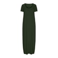 thumbnail image 4 of Robe Maxi pour Femmes 2025 Robe pour Femmes à Grande Poche Robe de Couleur Unie Mode Col Rond Robe à Manches Courtes, 4 of 6