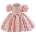 thumbnail image 4 of Robes pour Filles Robes de Demoiselle d'Honneur pour Bébés Filles Robes de Fête Robe de Concours à Manches Bouffantes avec Nœud Papillon, 4 of 4