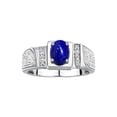 thumbnail image 1 of Rylos 14K White Gold Classic 8X6MM Oval Lapis & Sparkling Diamond Ring - Birthstone Jewelry for Men -Size 8, 1 of 7