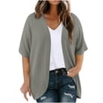 thumbnail image 1 of Plebaso Womens Plus Size Cardigan Short Sleeve Summer Cardigans Open Front Casual Blouses with Pockets, 1 of 7