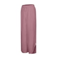 thumbnail image 4 of Diufon Wide Leg Pants for Women Button Down Cotton Linen Straight Pants Casual Solid Color Side Split Trousers, 4 of 5