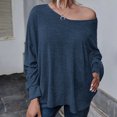 thumbnail image 3 of Pompotops Women's Solid Loose Lace Up Back Shoulder Drop T-shirt Clearance, 3 of 7