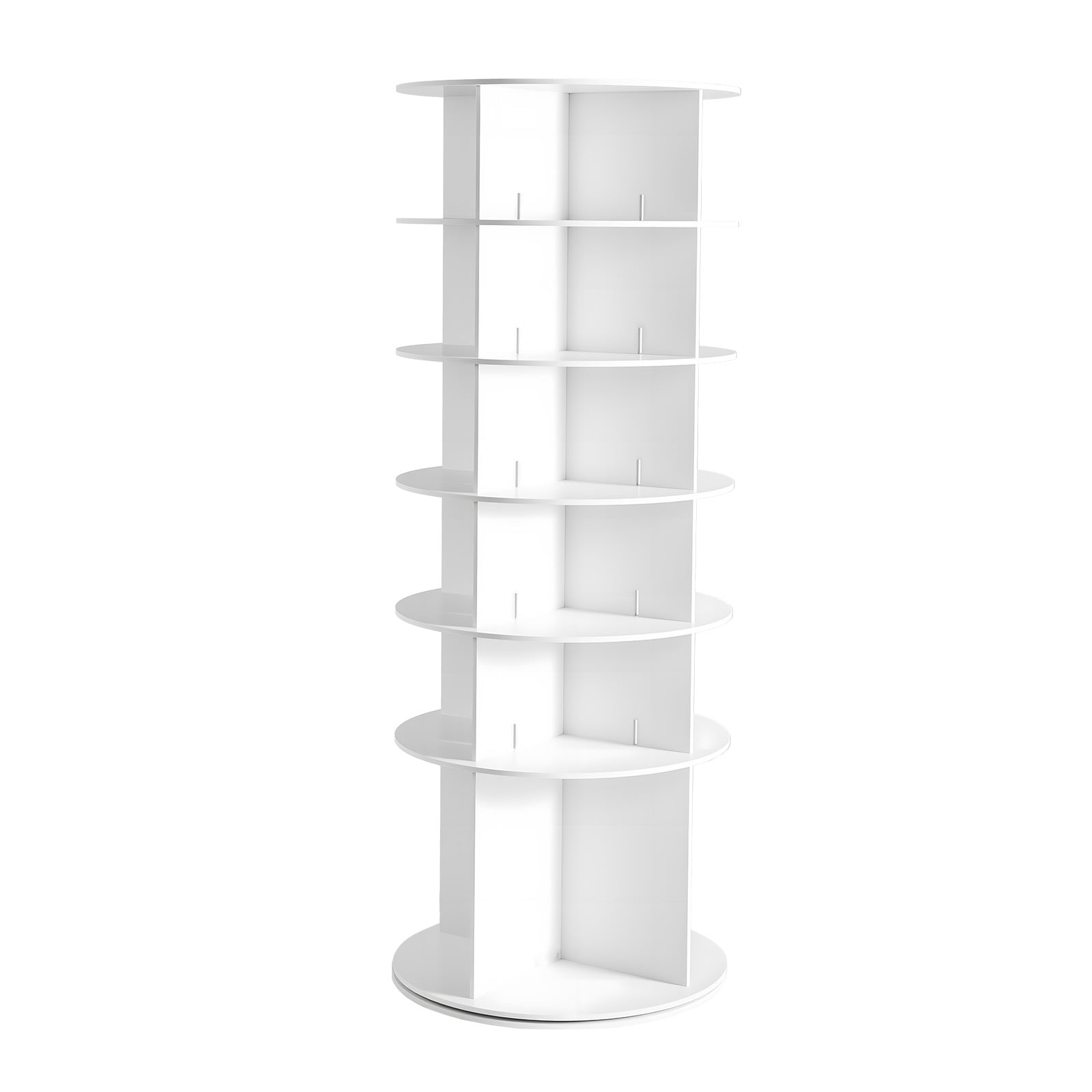 KFFKFF 6 Tiers Rotating Shoe Rack Tower, 360° Spinning Shoe Rack, Revolving Storage Round Carousel Display, Freestanding Lazy Susan Organizer Display, White