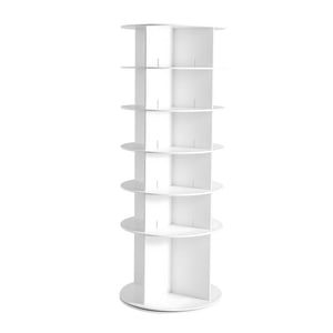 KFFKFF 6 Tour rotative des chaussures, 360° Rack de chaussures de spinning, affichage de carrousel rond de stockage renouvelable, affichage d'organisateur de Susan paresseux autonome, blanc