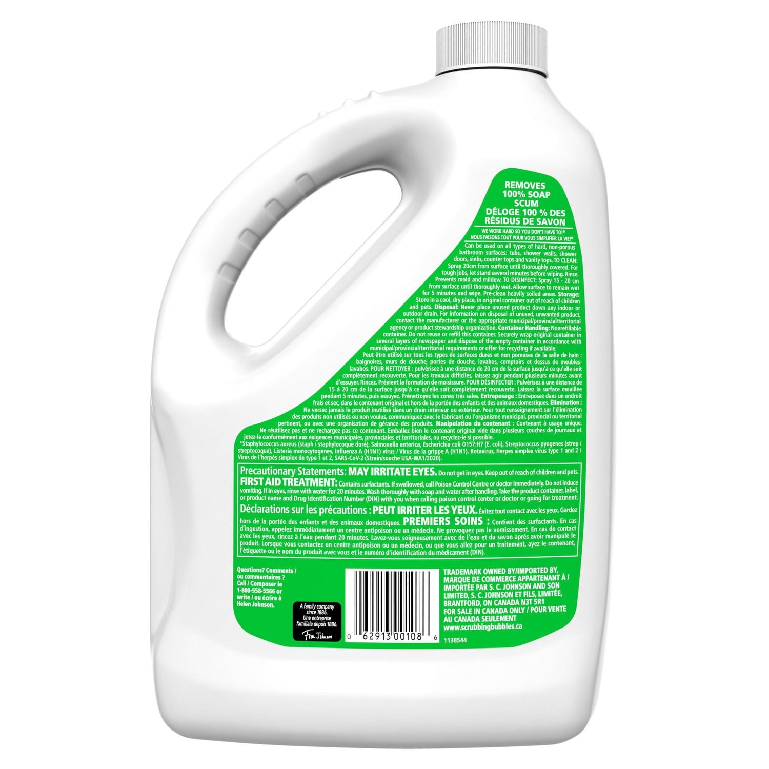 Facing Name Scrubbing Bubbles Désinfectant Chasseur de saleté de salle de bain, parfum Agrumes, 3,8 L