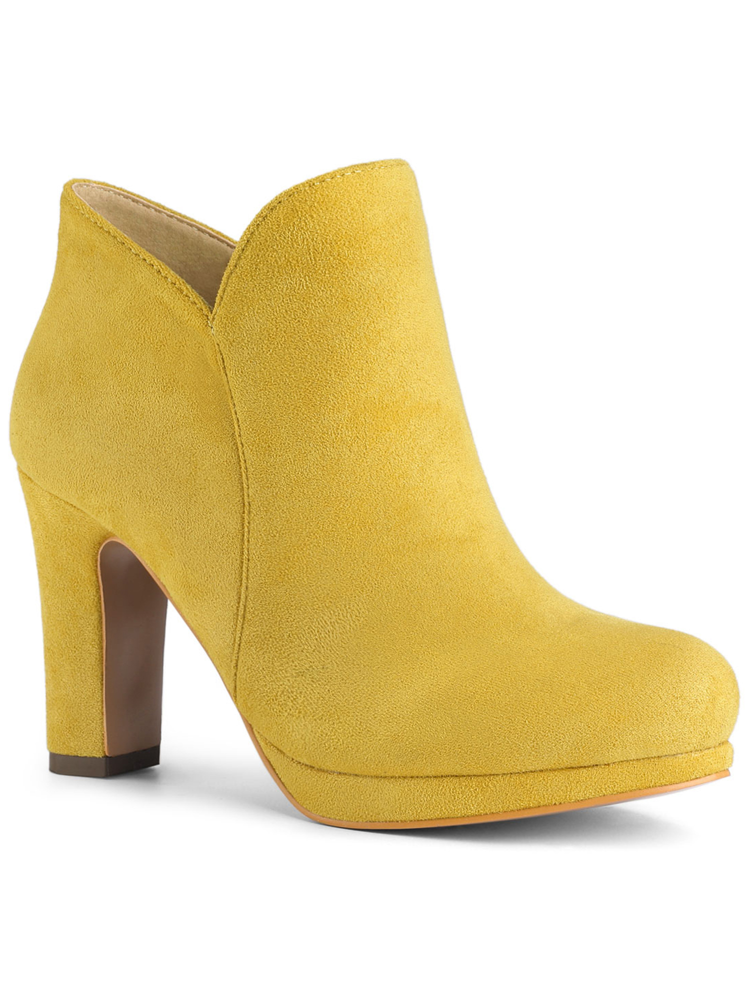 Unique Bargains Women's Round Toe Chunky Heels Ankle Heel Boots