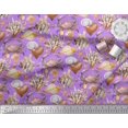 thumbnail image 3 of Soimoi Purple polyester Crepe Fabric Crab,Shell & Coral Ocean Decor Fabric Printed Yard 52 Inch Wide, 3 of 3