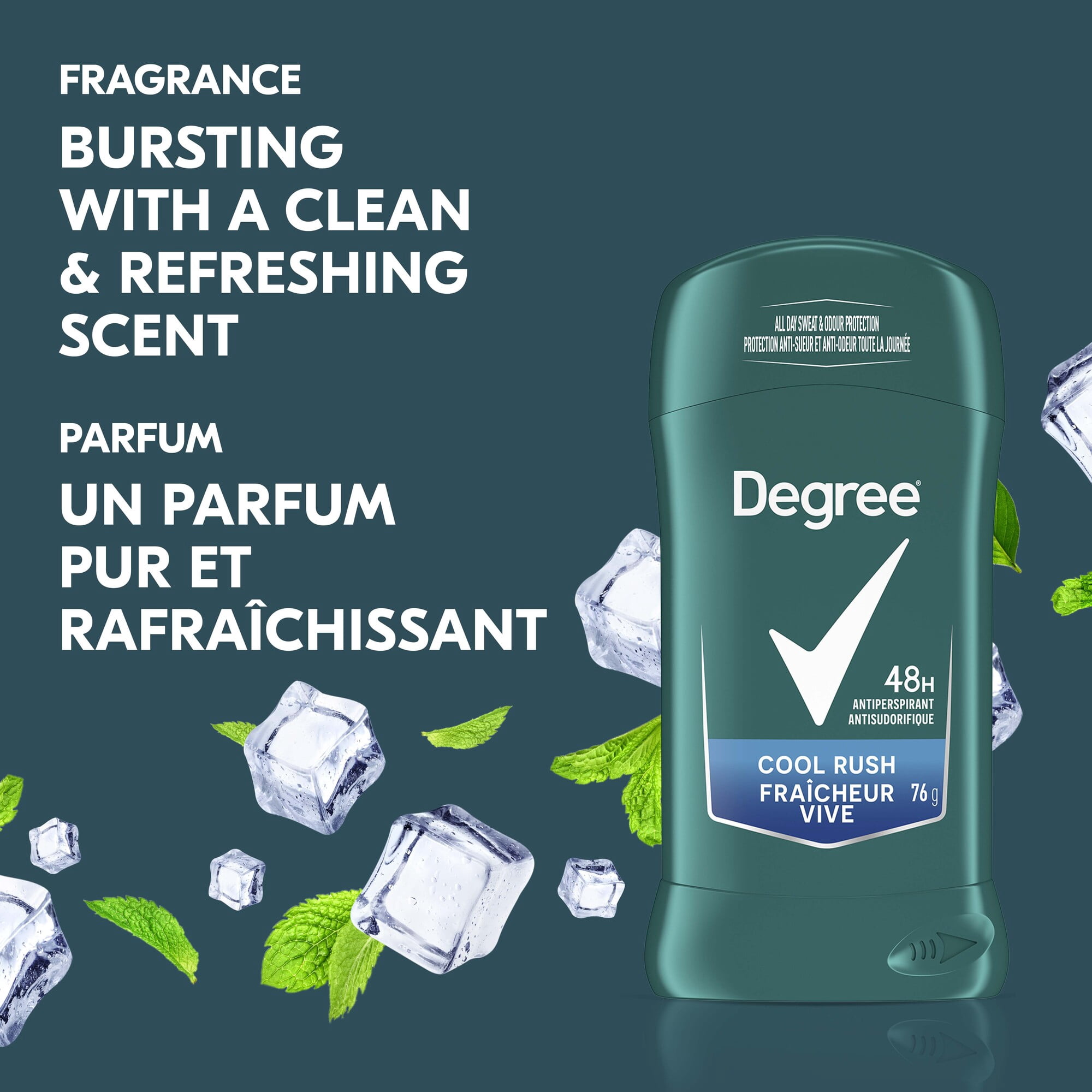 Degree Men Antisudorifique en Bâton Protection 48 H Fraîcheur Vive, 76 g