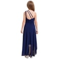 thumbnail image 2 of Oyolan Robe de Demoiselle d'Honneur Junior pour Fille, Perles, une Épaule, Ligne A, Mariage, Concours, Fête, Robe de Bal, Bleu Marine, 10, 2 of 7