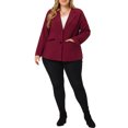thumbnail image 2 of Agnes Orinda Women's Plus Size Fall Workwear Notched Lapel Button Down Office Blazer 4X Burgundy, 2 of 6