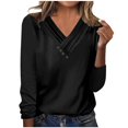 thumbnail image 1 of Timegard Womens Tops V-Neck Ruched Button Long Sleeve Solid Color Comfy Tee Dressy Casual Tunic Top, 1 of 4