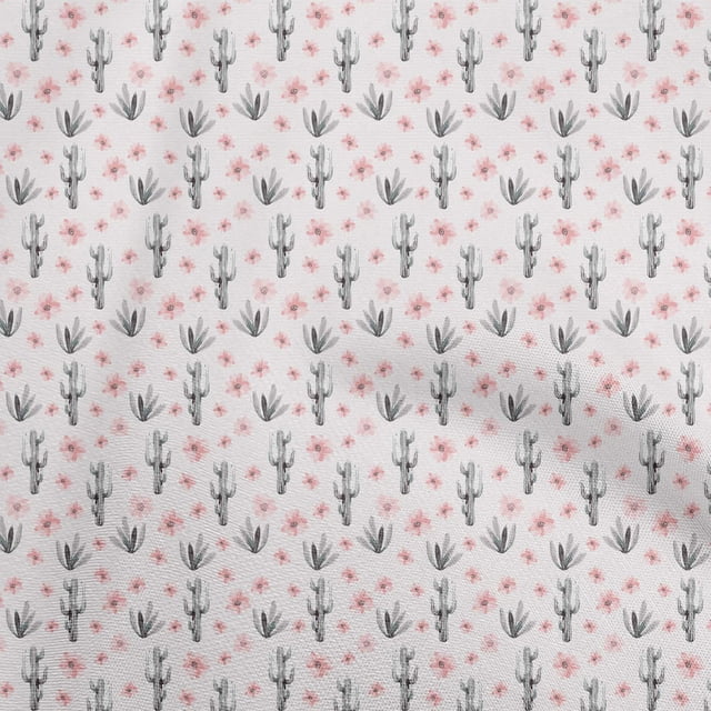oneOone Cotton Silk Green Fabric Cactus Craft Projects Decor Fabric Printed By The Yard 42 Inch Wide