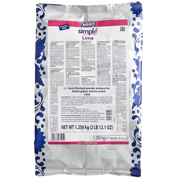 Fabbri 1.25 kg Lime Simple One-Step Soft Serve / Frozen Dessert Mix