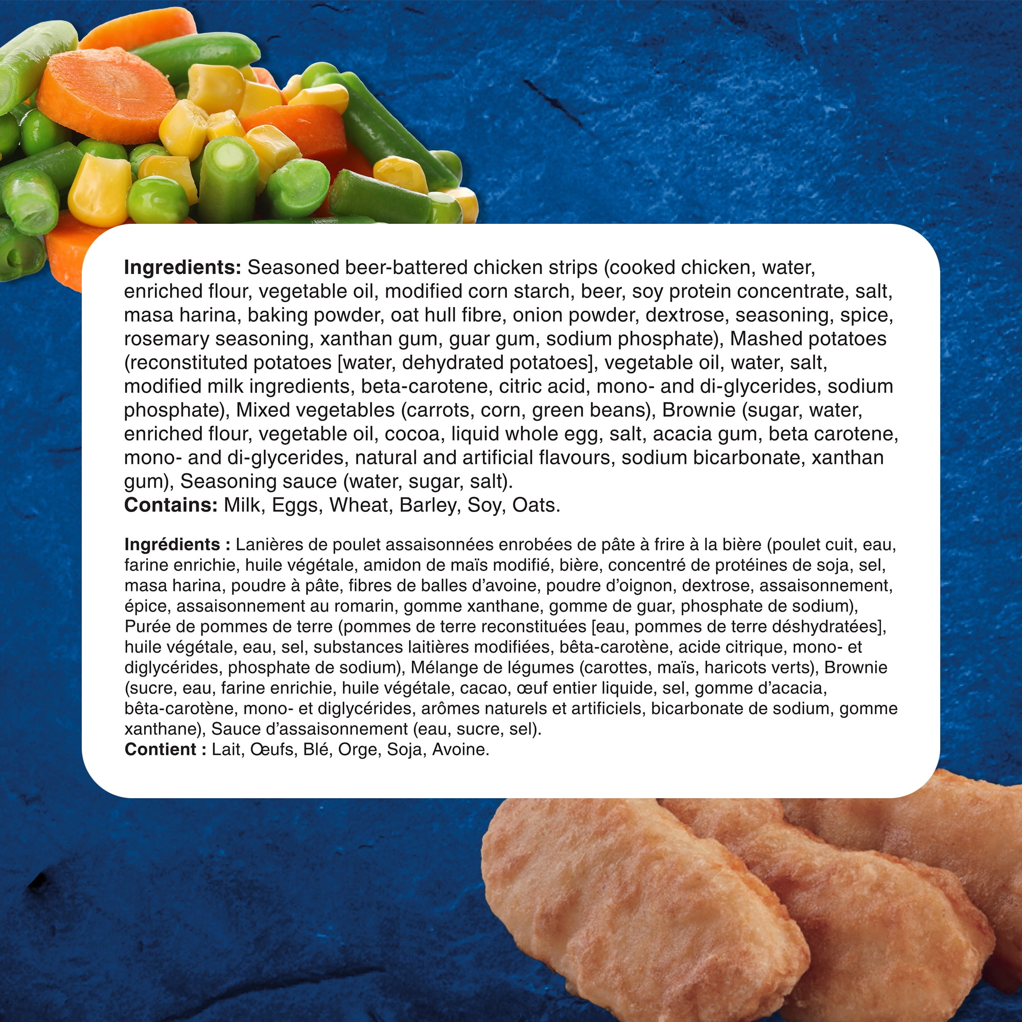 Hungry-Man Beer-Battered Chicken Frozen Entrée, With Potatoes, Veggies and a Brownie, 30 g of Protein, 411 g