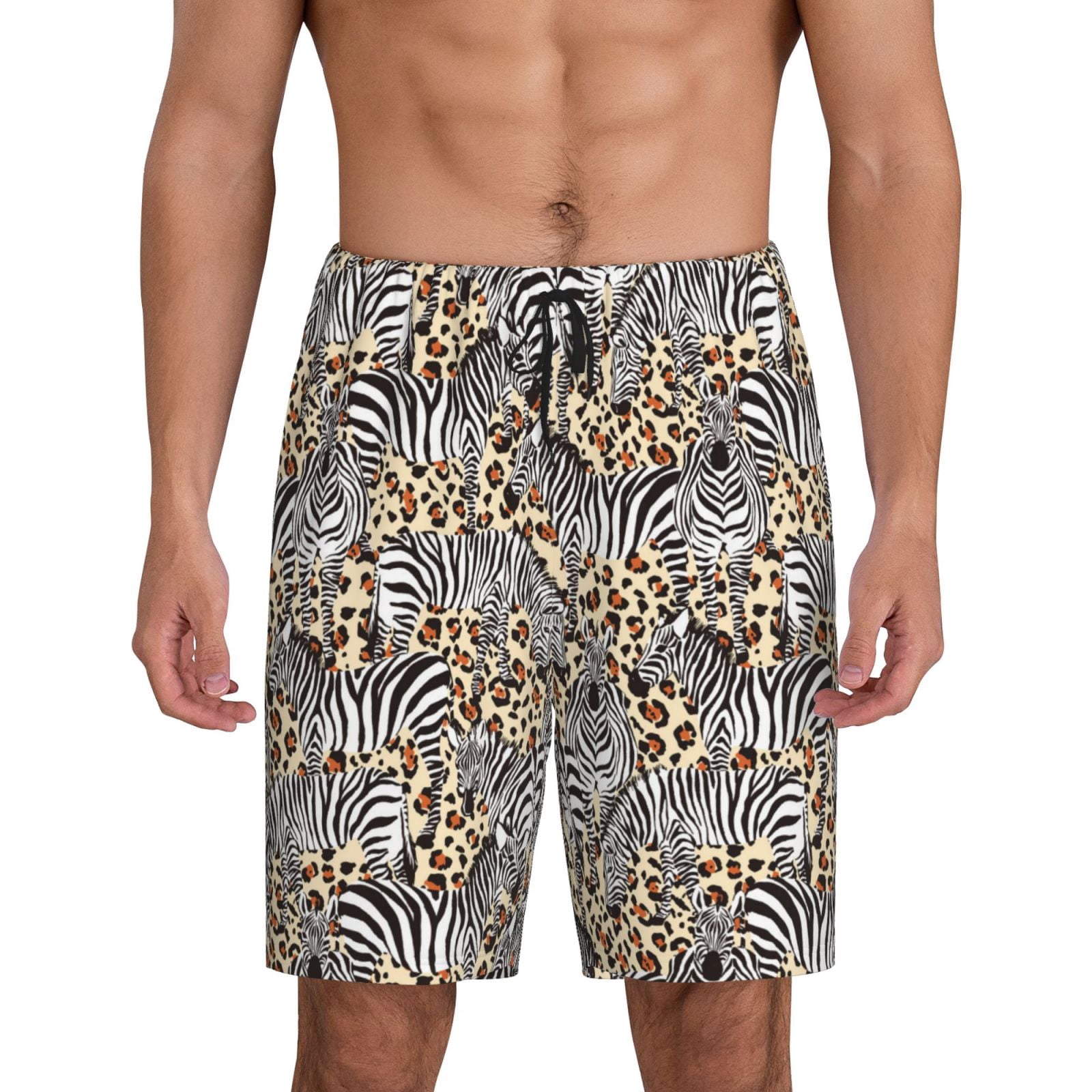 Lsque ZEBRE Shorts de Pyjama pour Hommes, Short de Pyjama, Coton Ultra-Doux Tricoté-X-Grand