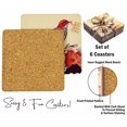 thumbnail image 4 of Inkdotpot Set of 6 Drink Coasters DecorativeNon,SlipCork Base4-inch Square PrintedCoastersEasy Clean- Birds, 4 of 8