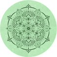 thumbnail image 1 of Ahgly Tapis Rond Lavable en Machine Intérieur Transitionnel Vert Menthe, 3 Pieds Rond, 1 of 7