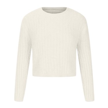 IROINID Chandail à Col Rond pour Femmes Couleur Unie Décontracté Court Manches Longues Automne et Hiver Hauts Blouse