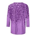thumbnail image 4 of UPPADA 3/4 Chandails à Col Rond pour Femmes à Manches, Blouses Décontractées à Imprimé de Paillettes, Hauts Tendance à Coupe Ample, Chandails à Enfiler, Blouse à Manches Trois Quarts pour Femmes, Hauts Décontractés à Col Rond, T-Shirts à Manches 3/4 pour Femmes en Liquidation, 4 of 5