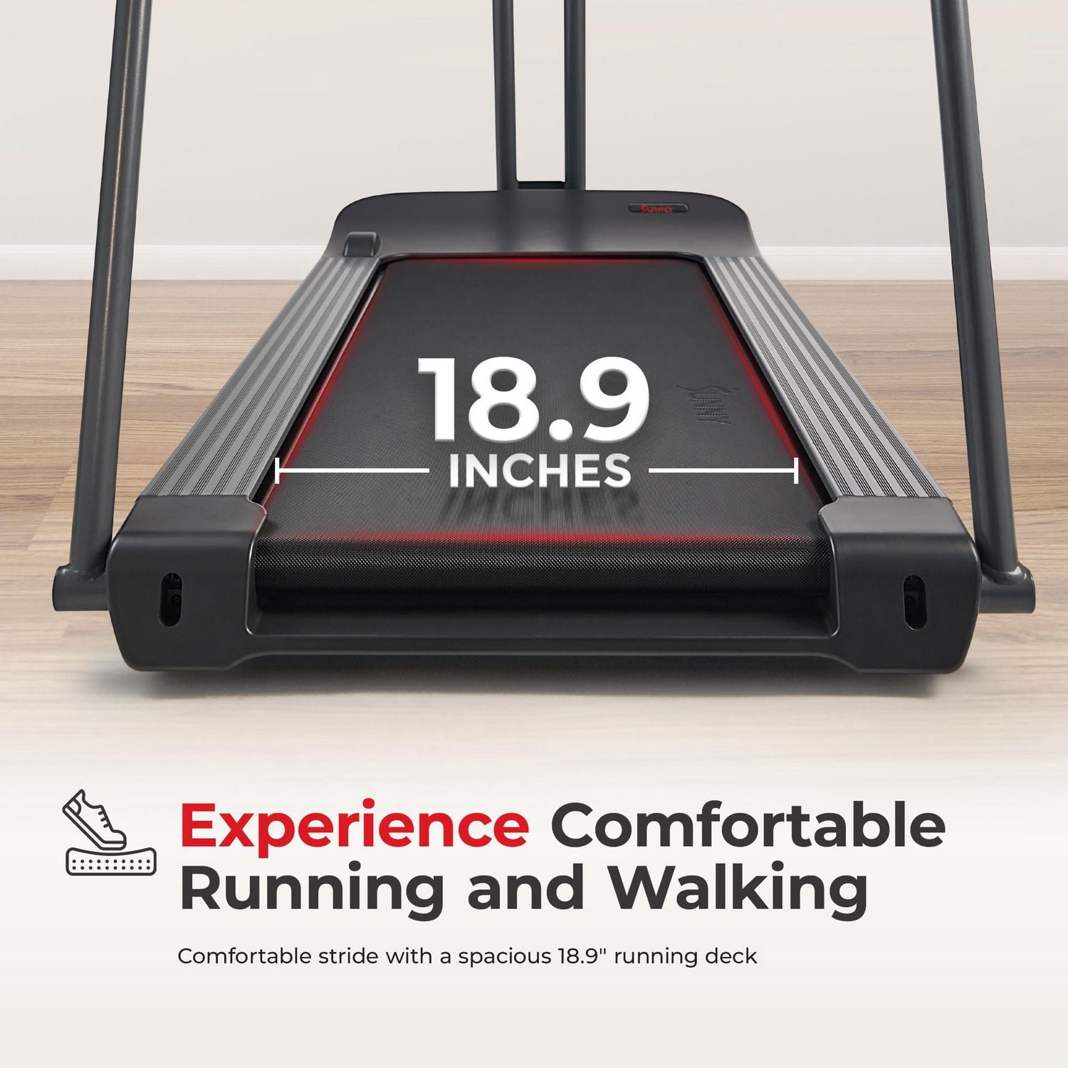 Sunny Health & Fitness Endurance Cardio Running Walking Treadmill avec des rampes de sécurité prolongées, faible impact, plateau large et bas, sûr pour la récupération et connectivité Bluetooth amélio